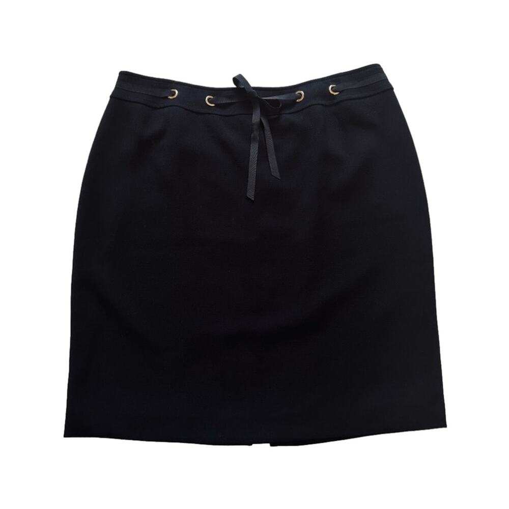 Tahari ASL Skirt Black Knee Length A-Line Business Career Work Skirt Size 14